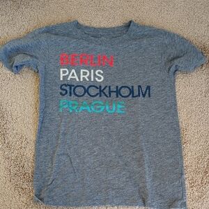 JCrew Womens Gray Graphic Tee Berlin Paris Stockholm Prague XS